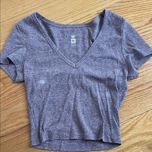 Me to We Heathered Gray V-Neck Crop Top